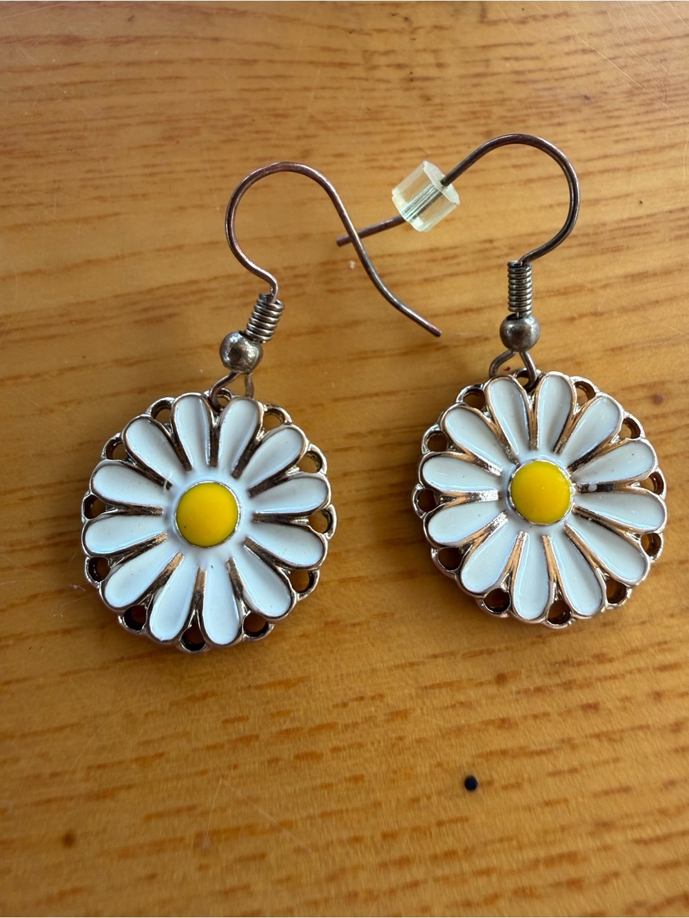 Daisy Drop Earrings - White and Yellow Floral Design